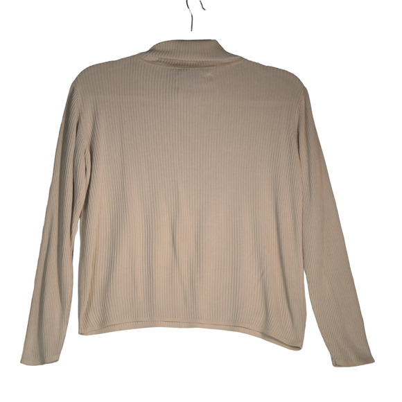Preston York Turtleneck Womens PM Petite Medium Oatmeal Ribbed 100% Silk - Picture 6 of 7